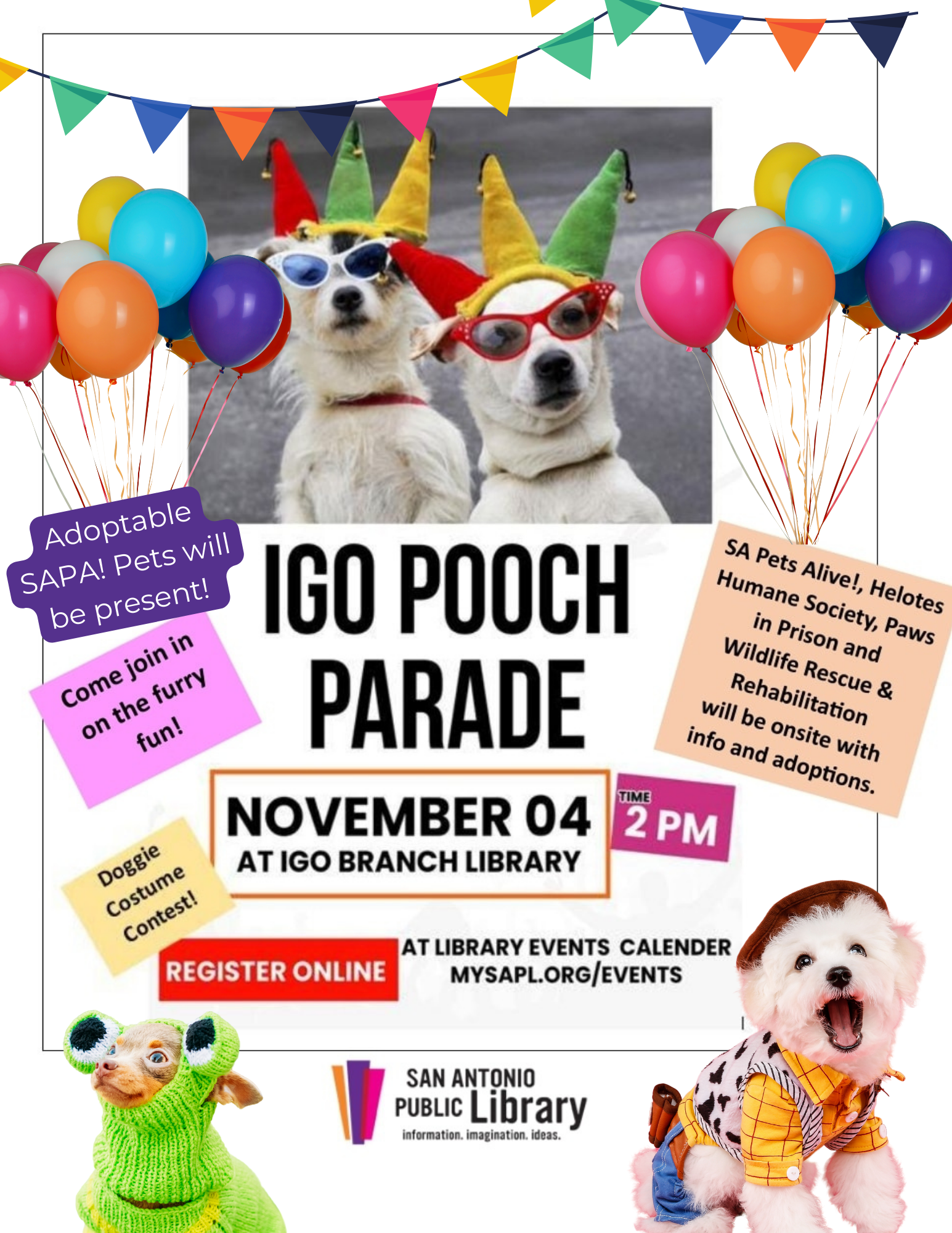 Adoption Event @ San Antonio Public Library Igo Pooch Parade 